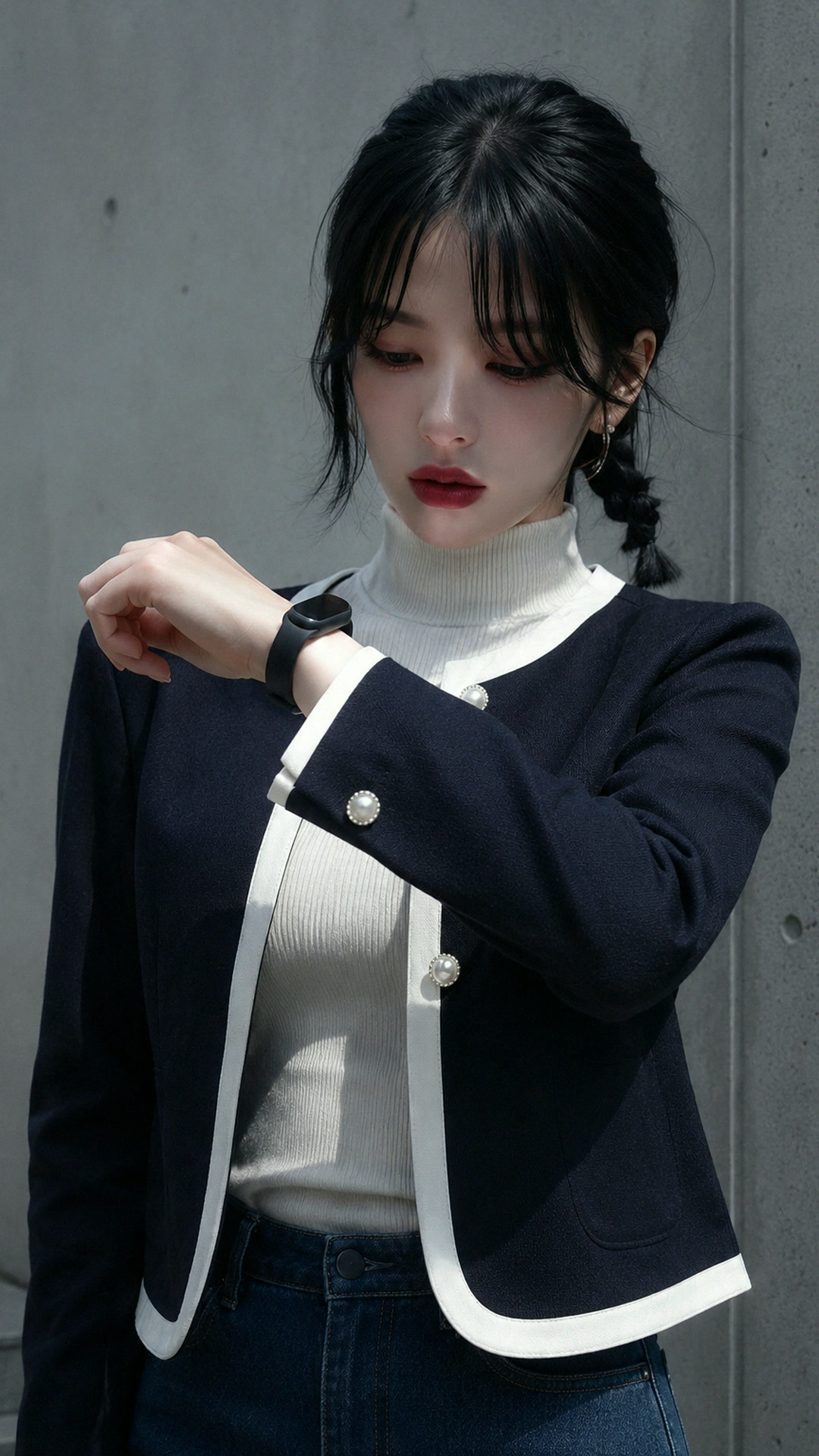 전화 받는 시계, 네이비 자켓 1