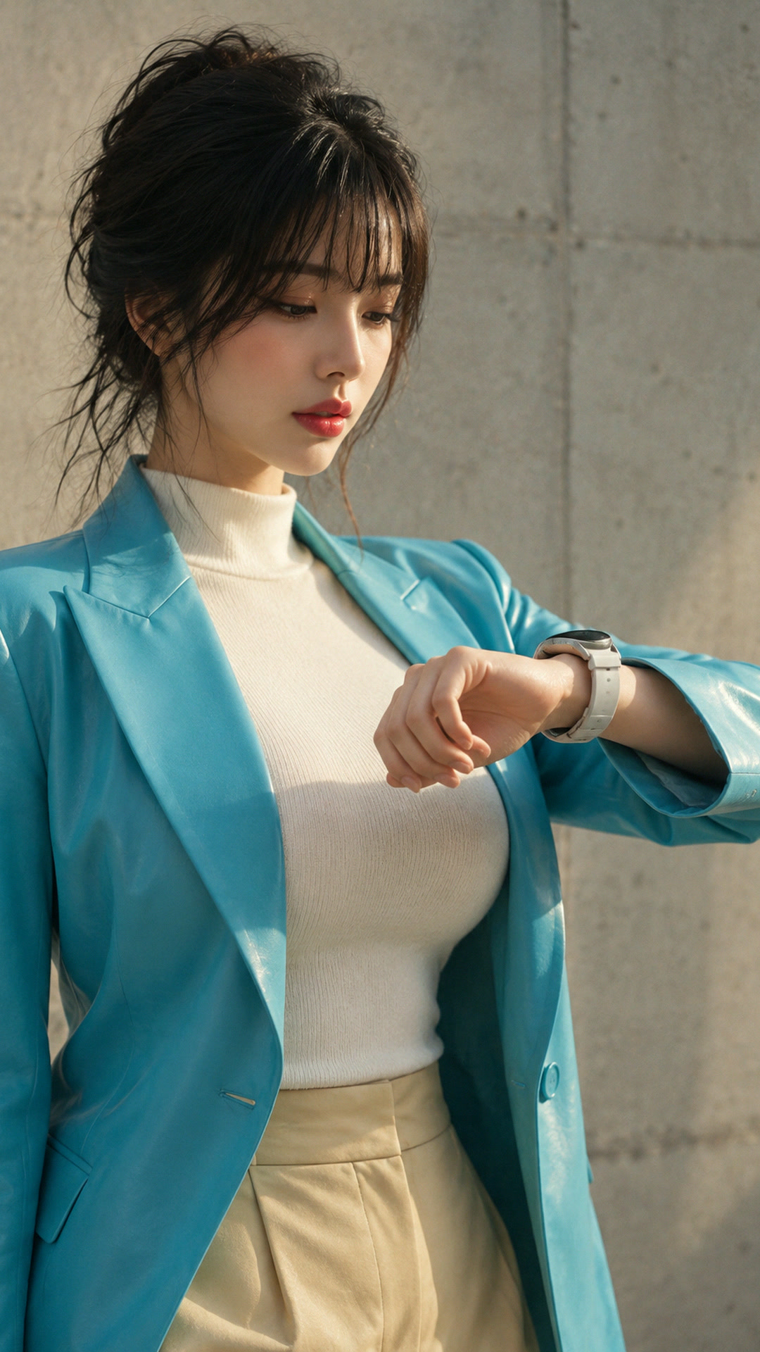 터콰이즈 가죽에는 은색 시계 1
