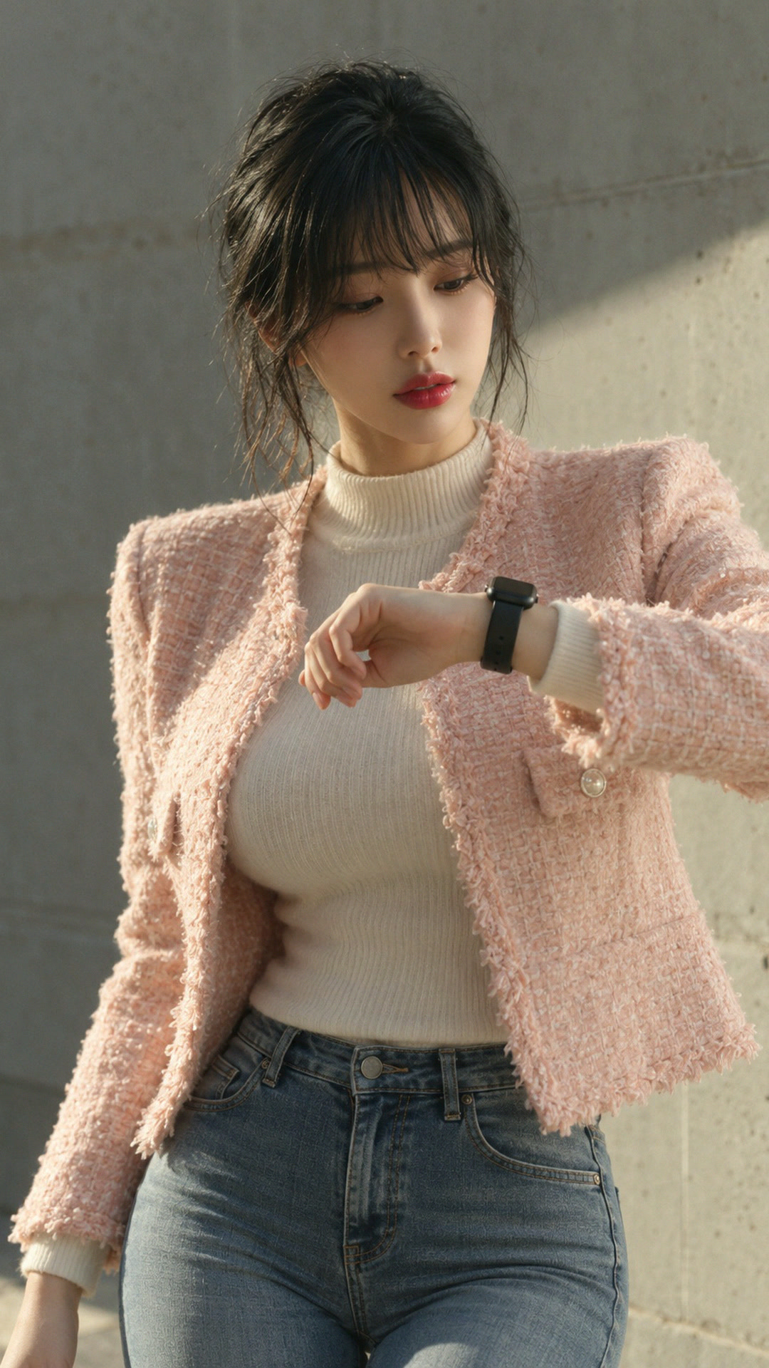 트위드 자켓 소매 아래, 가벼운 밴드 하나 1