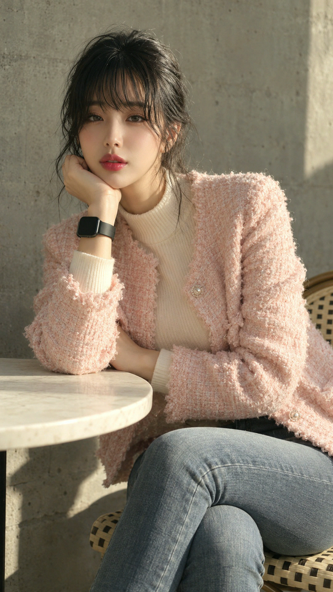 트위드 자켓 소매 아래, 가벼운 밴드 하나 2