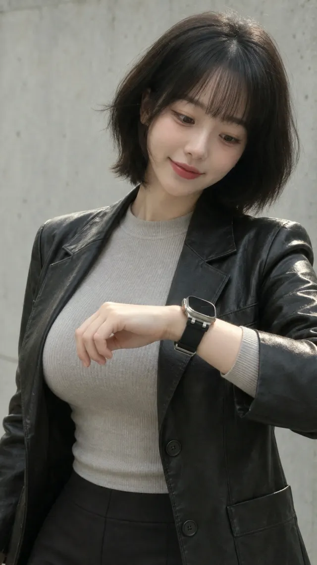 레더 자켓에 러버 스트랩