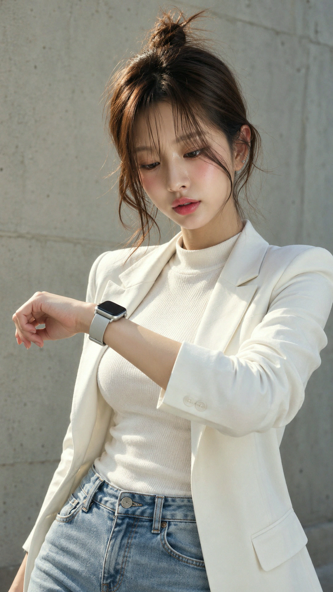 흰 재킷 소매 끝의 시계 1